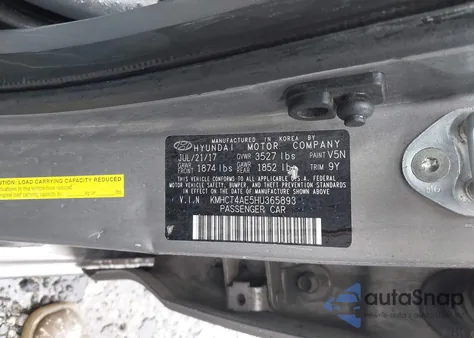 2017 Hyundai Accent Value Edition z USA, uszkodzony, nr VIN KMHCT4AE5HU365893